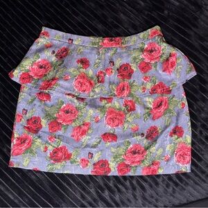 Lush Floral Peplum Pencil Mini Skirt